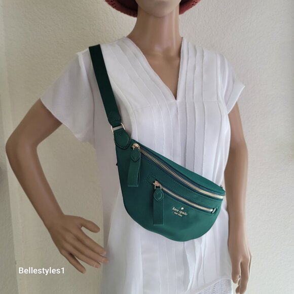 KATE SPADE BELT Bag Chelsea KSNYL Nylon BELT Bag- Deep Jade color🎈 - Picture 15 of 16